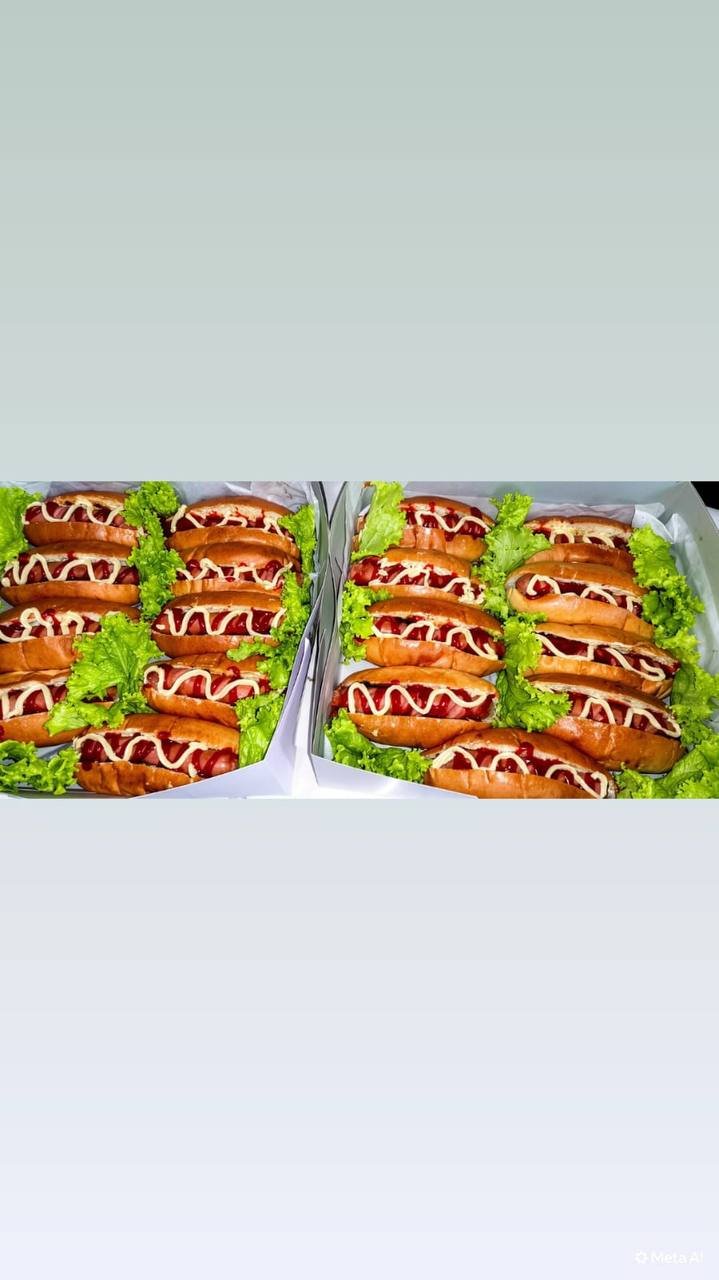 Rows of jumbo hot dogs